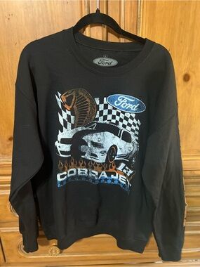 Ford Black Crewneck with Cobra Jet Graphic and Multicolor Print